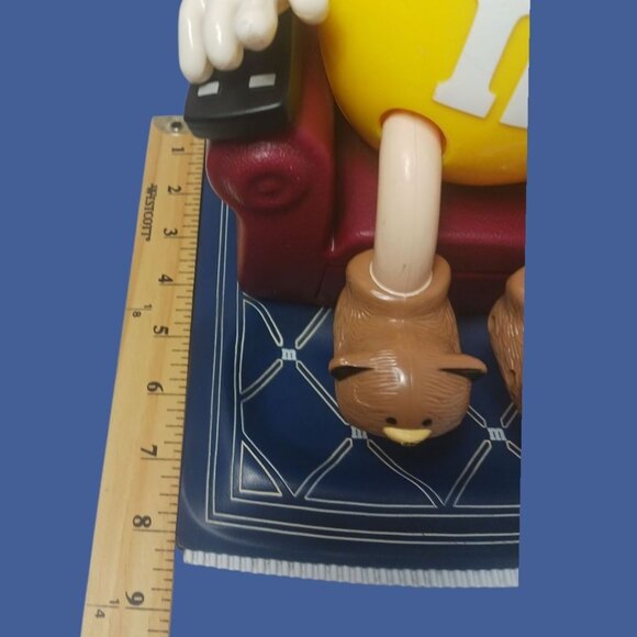 M&M Vtg Candy Dispenser Lazy Boy Recliner Toy With Bear Slippers - Picture 10 of 14